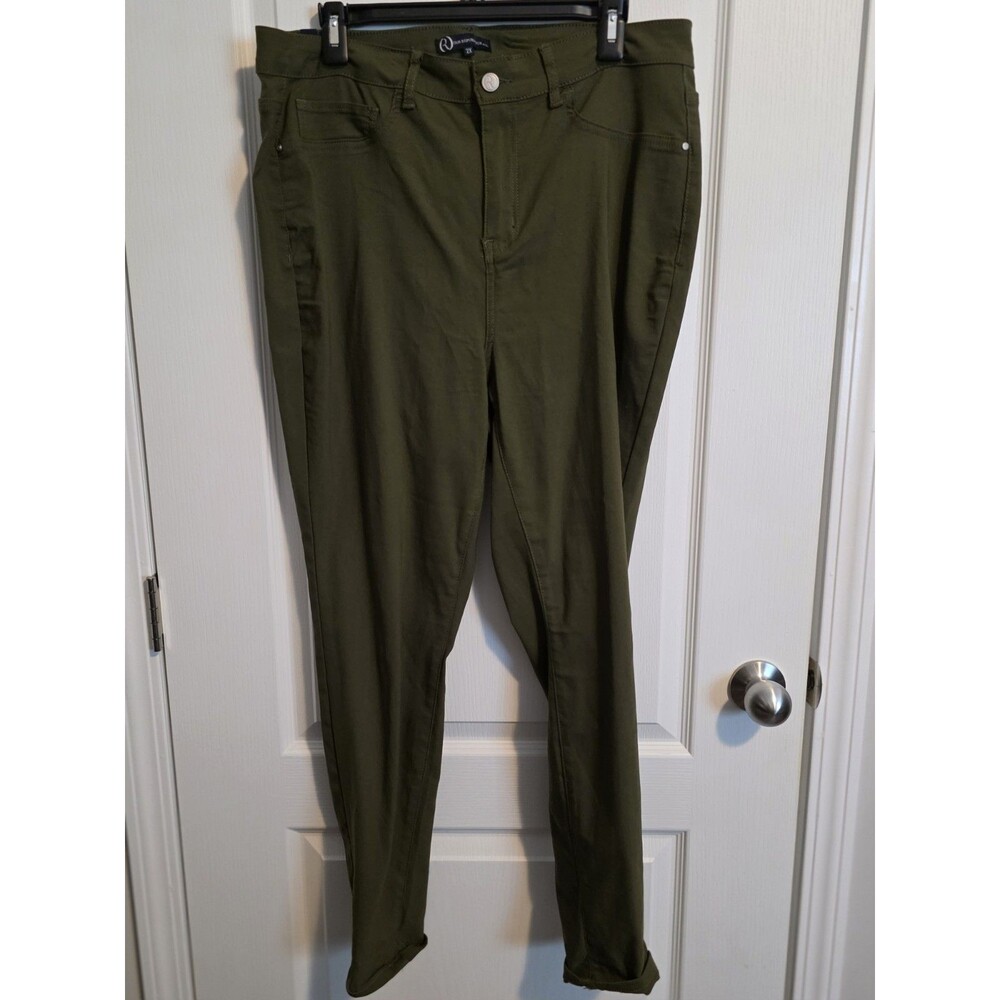 Our Republic For All Olive Green Skinny Pants Womens Button Zip Pockets Fall 052